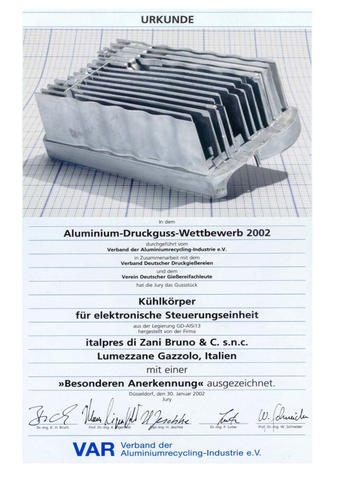 Premio “V.A.R. Verband Der Aluminiumrecycling-Industrie e.V.” edizione 2002